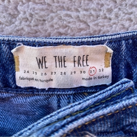 Free People We The Free Breezy Denim Distressed Button Fly Jean Skirt Sz 31 - Picture 9 of 11